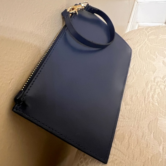 Valentino Dark Blue Wristlet with Gold Details
